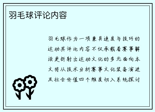 羽毛球评论内容
